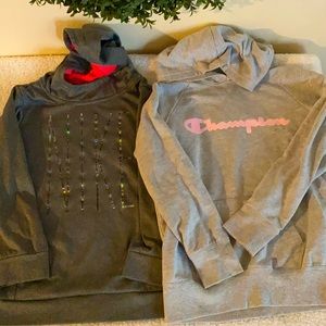 Nike and Champion girls hoodies in size 6x  in a gray color